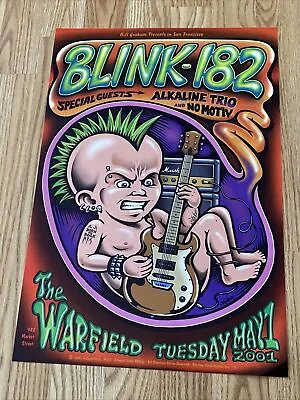 Blink 182 Alkaline Trio Original Concert Poster 2001 Warfield San Francisco BGP • $150