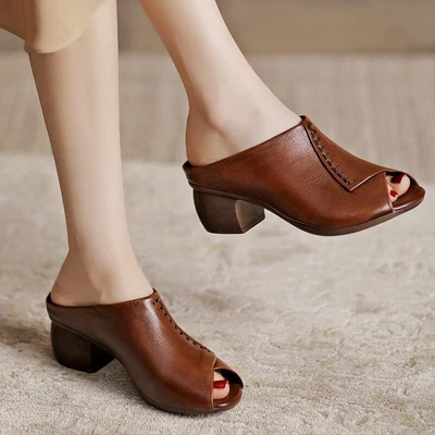 $29.99 • Buy Sandalias De Cuña Con Punta Abierta Para Mujeres Zapatos De Plataforma De Cuero
