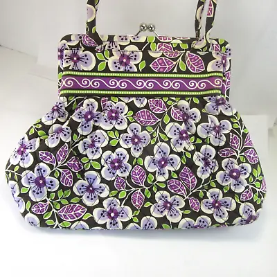 Vera Bradley Large ALICE Shoulder Bag Purse- Plum Petals - Kiss Lock Clasp • $38