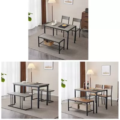 110CM Garden Patio Dining Table Chairs 4 Set Kitchen Bistro Wood Table Durable • £85.99