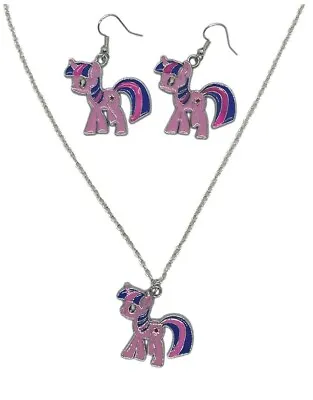 My Little Pony Twilight Sparkle Charm Pendant Necklace And Earrings Set • $12.99