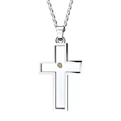 Stainless Steel Christian Mustard Seed Cross Pendant Necklace 18/20 Inch Chain • $19.95