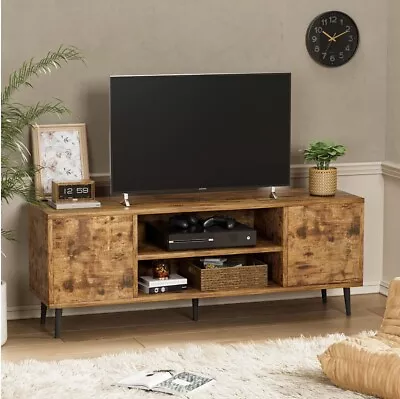 Mid-Century 2-Door TV Stand For TVs Up To 65  Rustic Oak Room Tv Stand • $270