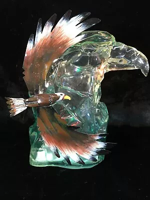 COLLECTIONS ETC. Metal Eagle Attached To Acrylic Eagle Figurine Lights Up • $16