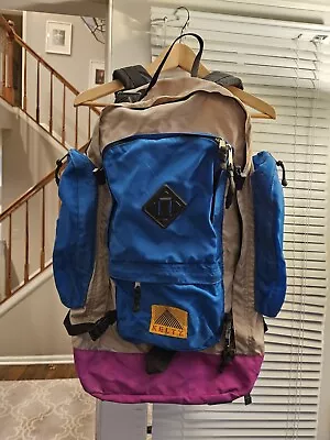 Vintage Kelty Red Wing Backpack Pink Blue Internal Frame Hiking Bag Day Pack 80s • $74.99