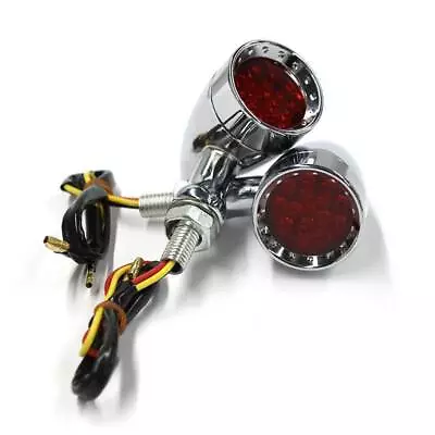 Chrome LED Turn Signal Blinker Red Tail Light For For Yamaha V Star 1100 950 650 • $26.48