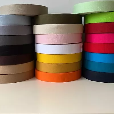 French 100% Cotton Thick 2mm Webbing Belt Tape Strap 30mm - Sold By The Metre • £3.50