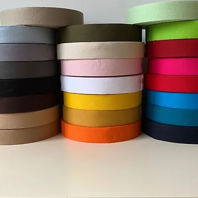 French 100% Cotton Thick 2mm Webbing Belt Tape Strap 40mm - Sold By The Metre • £3.90