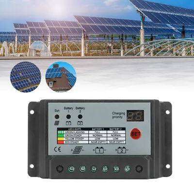 £12.29 • Buy Dual Solar Panel Charge Controller Battery Conditioner Suitable For 12v Or 24v