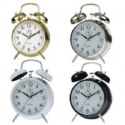 Acctim Saxon Double Bell Mechanical Key Wound Or Quartz  Alarm Clock • £15.99