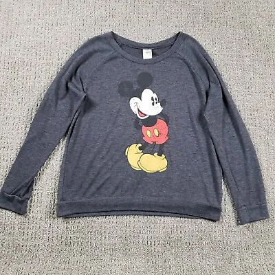 DISNEY Mickey Mouse Sweater Womens XL Gray Pullover Sweatshirt Long Sleeve • $12