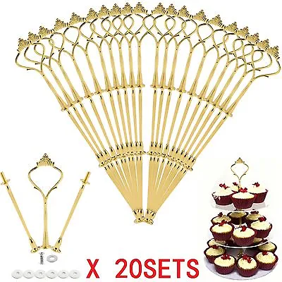 20x3Tier Cake Stand Centre Rod Handle Fittings Cupcake Muffin Plate Stand Fixing • £19.19