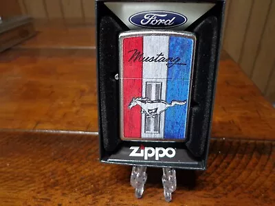 Ford Mustang Logo Red White & Blue Design Zippo Lighter Mint In Box • $28.95