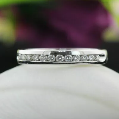 0.24ct Round Cut Diamond Half Eternity Wedding Ring Band White Gold Finish • $126.04