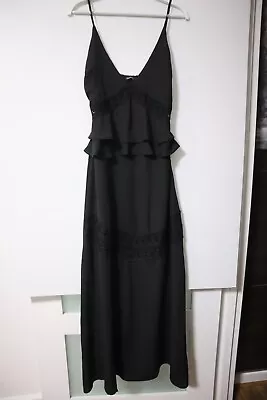New With Tag - Boo Hoo Daisy Lace Insert Maxi Lined Dress Black Size 14 • $18