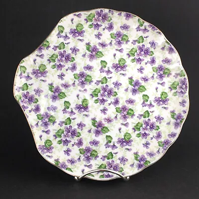 Vintage Lefton Hand Painted Violet Chintz Pattern 638 Scalloped Dish • $10.36