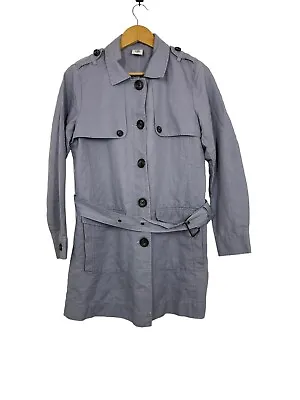 Cabi Tanner Trench Coat Jacket Linen Cotton Size Medium Lavender Belted • $20.99