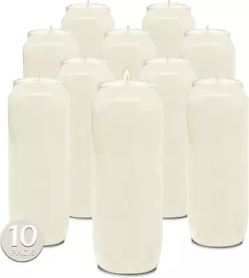 9 Day White Prayer Candles 10 Pack - 7  Tall Pillar Candles For Religious And • $72.01