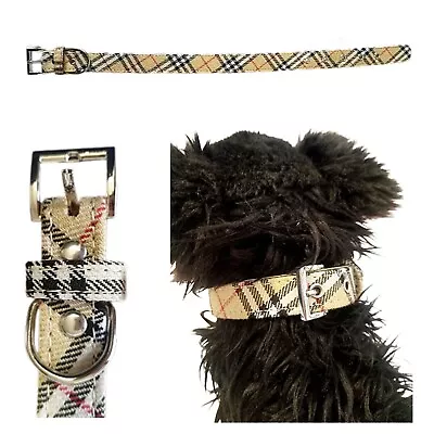 Designer Dog Collar Puppy Dog Tartan Fashion Plaid Neck Buckle Cat Pets • £8.99