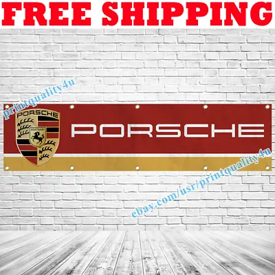 $21.95 • Buy PORSCHE Logo Banner Flag 2x8 Ft Car Show Garage Sign Wall Decor 2022 NEW Gift