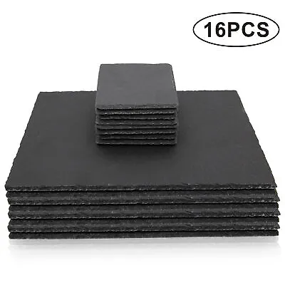 TtS Set Of 16 Natural Slate Placemats & Coasters Non Slip Table Mats Coffee • £27.29