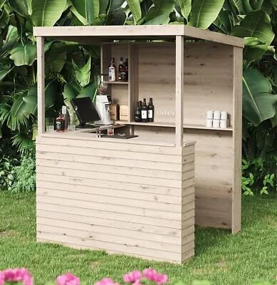 Garden Bar Pressure Treated Wooden Outdoor Pubs Shop Counter Party Drinks Sheds • £119.95