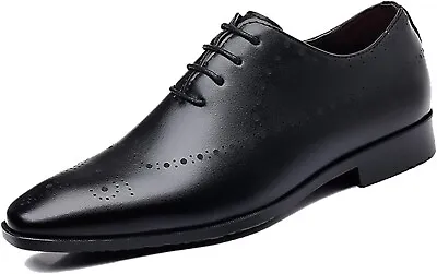 Mens Dress Shoes Leather Business Shoe Lace-ups Plain Brogue Derbys Smart Office • £12.99