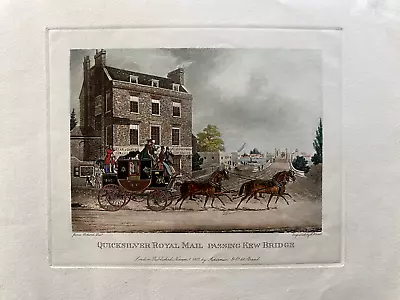 1835 Antique Print: Quicksilver Royal Mail Kew Bridge London After Pollard • £49.99