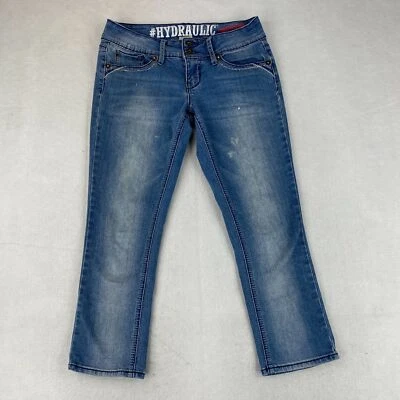 $15.16 • Buy HYDRAULIC Lola Curvy Crop Denim Jeans Juniors 9/10 Blue Low Rise Cotton Blend