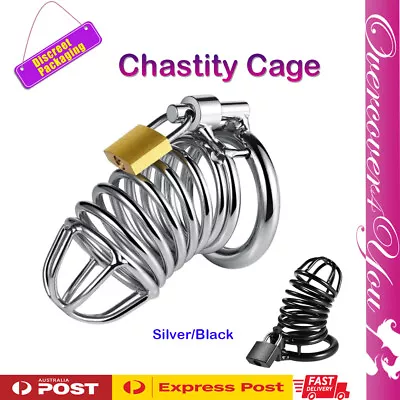 BDSM Chastity Cage Kit Penis Fetish Cock Lock Penis Restraint Bondage Sex Toy AU • $24.98