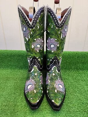 Vintage ⭐ Longhorn ⭐ Tooled Overlay⭐ California Floral ⭐ Western ⭐ Boots 10.5 D • $1500