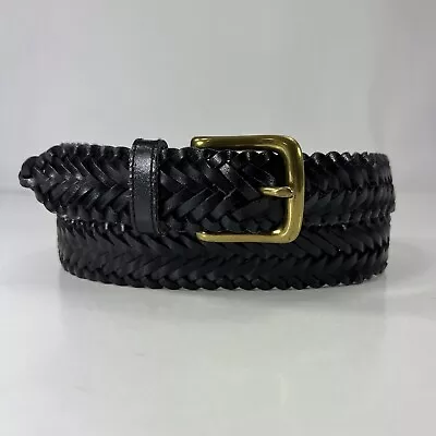 Black Braided Genuine Leather Belt - Men's Size 34 • $13.60