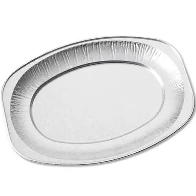 £9.45 • Buy 10 X 14  Silver Foil Platter Food Buffet Embossed Tray Catering Disposable 43cm