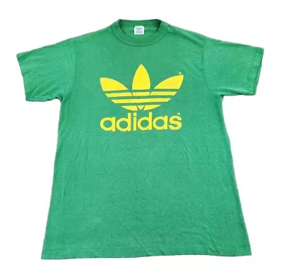 VINTAGE Adidas Trefoil Shirt Mens Large Green Single Stitch 80s Brasil Adult A40 • $99