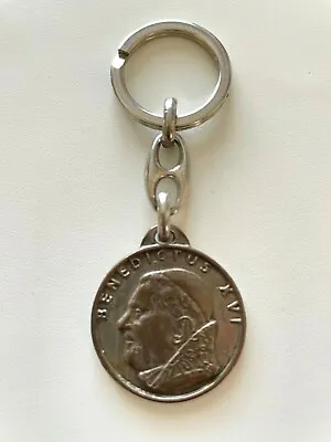 Vintage Pewter POPE BENEDICT XVI Bishop Of Rome KEY RING Souvenir From ROME ROMA • $19.95