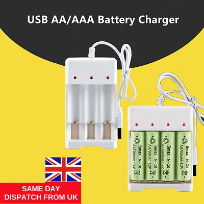 USB Plug Fast Battery Charger For AA AAA Rechargeable Batteries Universal UK • £5.25