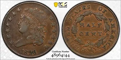 PCGS XF40 1826 Classic Head Half Cent Early Copper Colonial Collector Coin S1 • $199.99