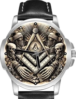 Masonic Freemason Square And Compass Art Unique Novelty Gift Wrist Watch FAST UK • $40.34