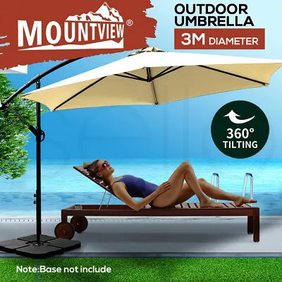 Mountview 3M Outdoor Umbrella Cantilever Garden Patio Beach Umbrellas Beige • $115.99