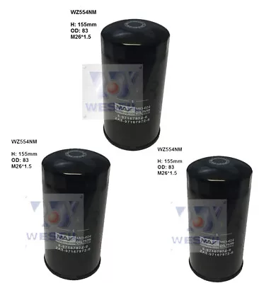 WESFIL NIPPON MAX OIL FILTER WZ554NM X3 • $58.24