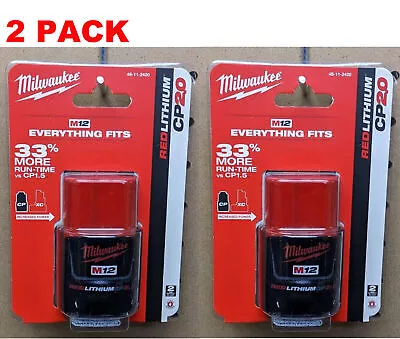 2 Pack Genuine Milwaukee 48-11-2420 M12 REDLITHIUM 2.0Ah 12 Volt Compact Battery • $32.98