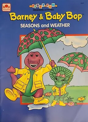 Barney & Baby Bop Seasons And Weather Golden Coloring Activity Book 1993 Colour • $13.69