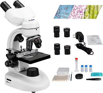 SV605 Compound Binocular Microscope 80X-1600XTwo-Layer Mechanical Stage Microsc • $170.99