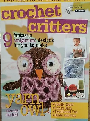 Crochet Critters Toys Crochet Pattern Booklet Owl Fish Bears Cacti Monkey Dog • £5