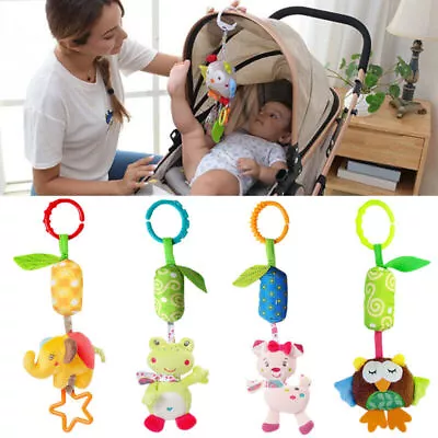 Newborn Baby Plush Stroller Toys Hanging Rattles Dolls Infant Carrier Wind Chime • £5.39