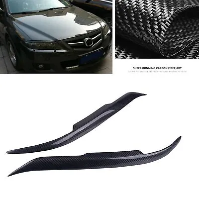 2x Carbon Fiber Front Headlight Eyelid Cover Trim For 2003-2013 2004 Mazda 6 • $33.62