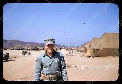 Sl82  Original Slide 1950’s Red Kodachrome Korea USMC Military Base 054a • $9.25