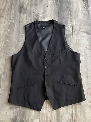 H&M Vests Mens 40R Solid Black 5 Button Front Dress Suit Vest • $15