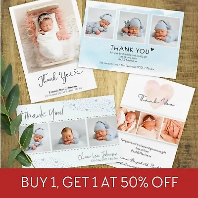 10 X Personalised Thank You Cards ~ Baby Boy Or Girl Birthday Christening (B3) • £12.31