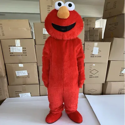 Long Fur Elmo Mascot Red Full Costume Factory Direct High Quality All Size • $69